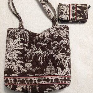Vera Bradley Imperial Toile Tote Bag Purse Retired with Mini Wallet